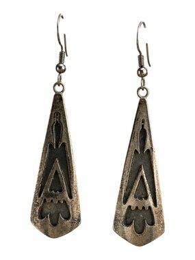 Vintage-Inspired Silver Tribal Drop Earrings - Women's Jewelry